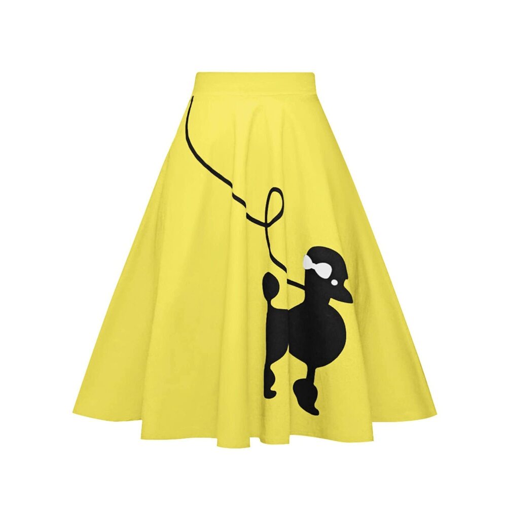 5591 Poodle Skirt 50s Vintage Pleated A-line Zipper Skirts Yellow S